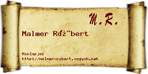 Malmer Róbert névjegykártya